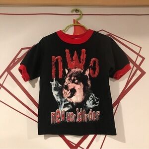 Vintage Kids WCW Brand NWO Wolfpack Graphic T-Shirt Size M 5/6